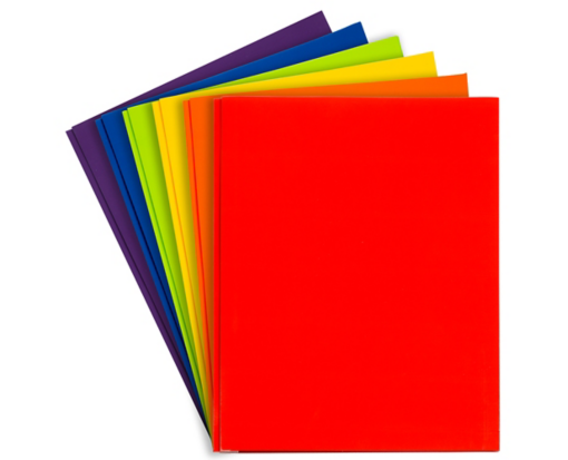 Assorted Primary 9 x 12 Glossy Folders with Clips - 6 Pack