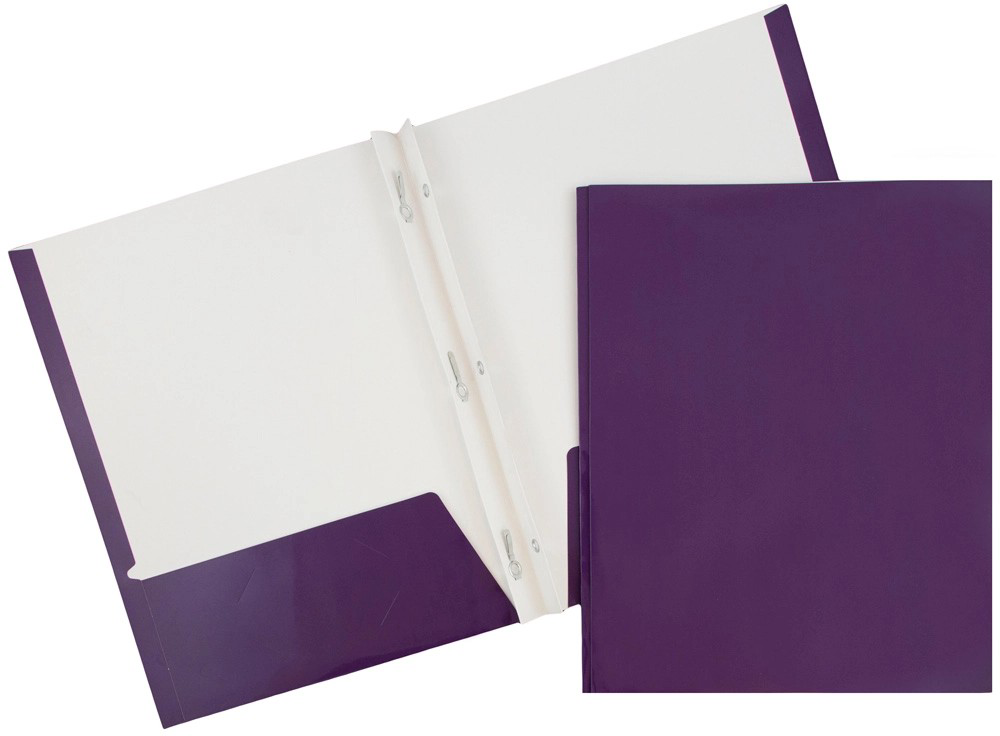 Assorted Primary 9 x 12 Glossy Folders with Clips - 6 Pack