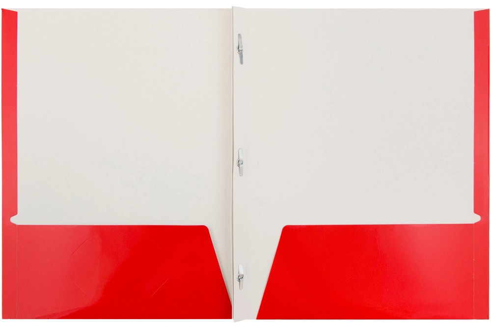 Assorted Primary 9 x 12 Glossy Folders with Clips - 6 Pack