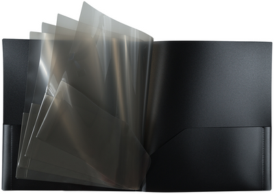 Black 9 x 12 Plastic 10 Pocket Folders