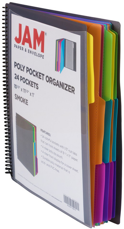 Smoke 9 x 12 Plastic 24 Pocket Folders