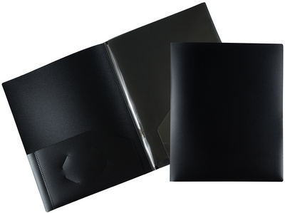 Black 9 x 12 Plastic 4 Pocket Folders