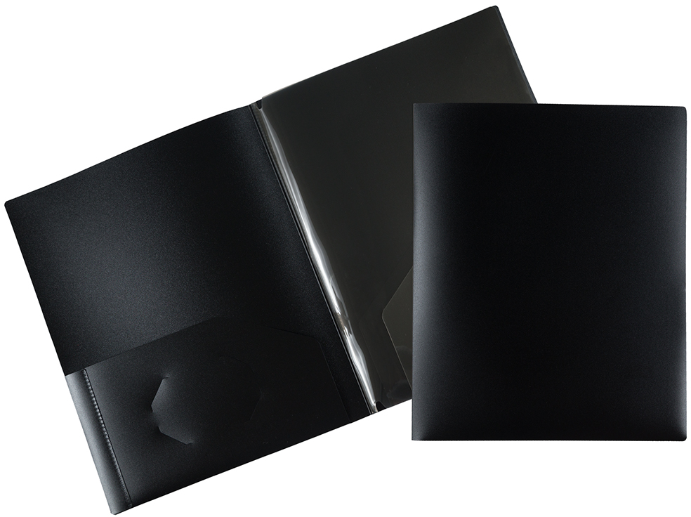 Black 9 x 12 Plastic 4 Pocket Folders