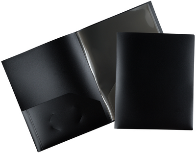 Black 9 x 12 Plastic 6 Pocket Folders