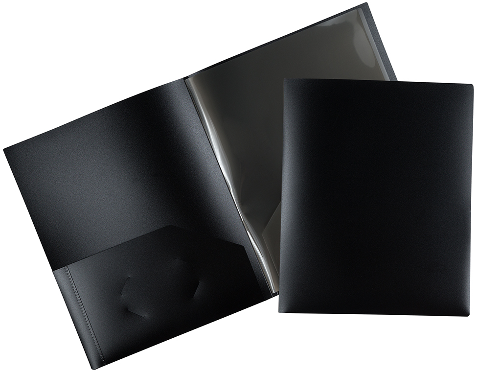 Black 9 x 12 Plastic 6 Pocket Folders