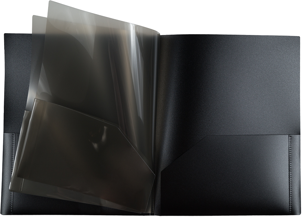 Black 9 x 12 Plastic 6 Pocket Folders