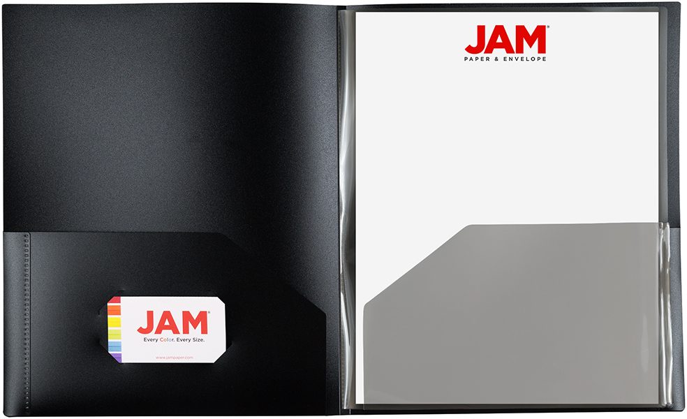 Black 9 x 12 Plastic 6 Pocket Folders