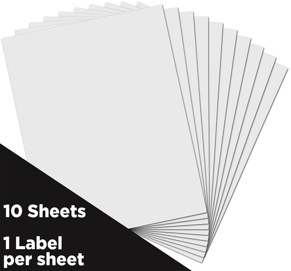 White 8 1/2 x 11 Full Sheet Shipping Labels