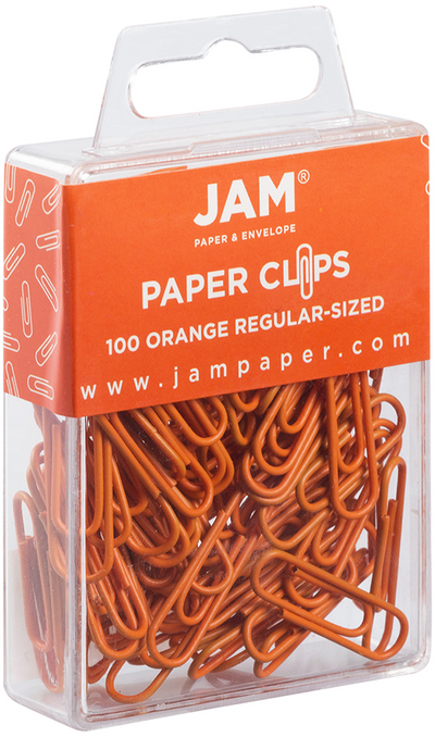 Orange Standard Paper Clips - 100 Pack