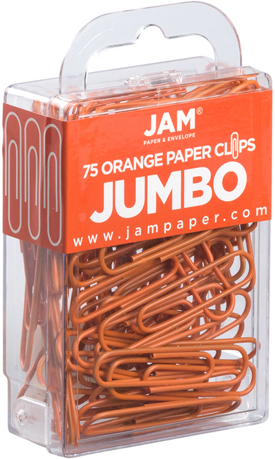Orange Jumbo Paper Clips - 75 Pack
