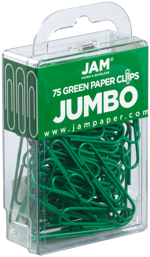 Green Jumbo Paper Clips - 75 Pack