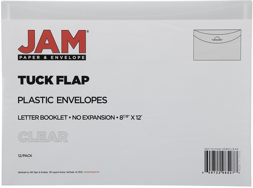 Clear Letter Booklet Plastic Envelopes (9 3/4 x 13) with Tuck Flap