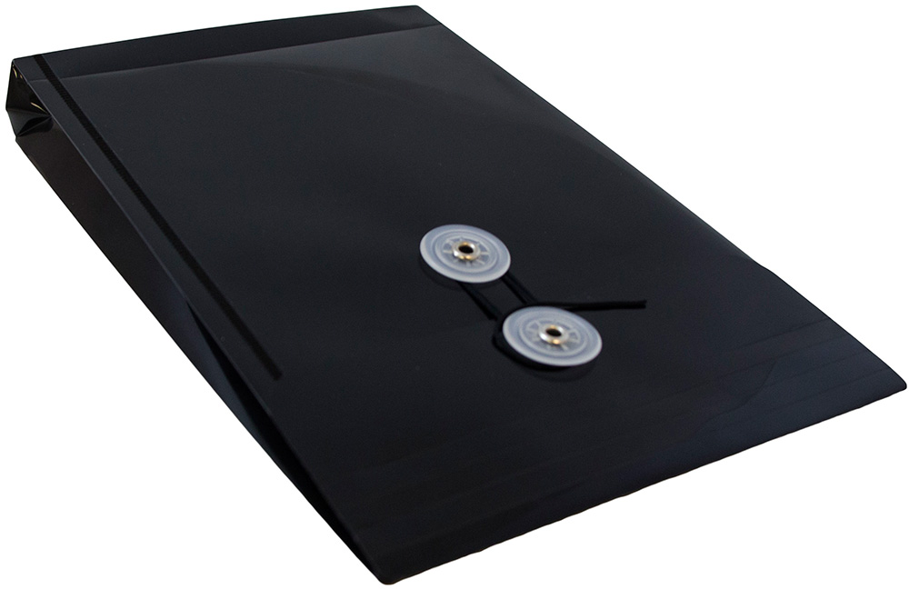Black 6 1/4 x 9 1/4 Open End Plastic Envelopes with Button & String