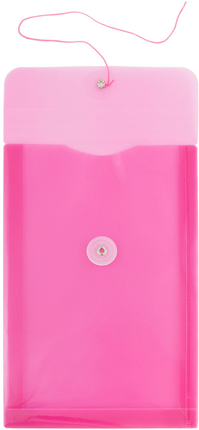 Fuchsia Pink 6 1/4 x 9 1/4 Open End Plastic Envelopes with Button & String