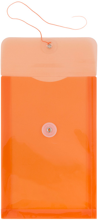 Bright Orange 6 1/4 x 9 1/4 Open End Plastic Envelopes with Button & String