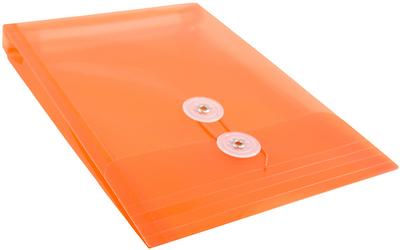Bright Orange 6 1/4 x 9 1/4 Open End Plastic Envelopes with Button & String