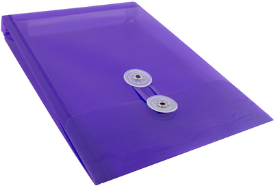 Purple 6 1/4 x 9 1/4 Open End Plastic Envelopes with Button & String