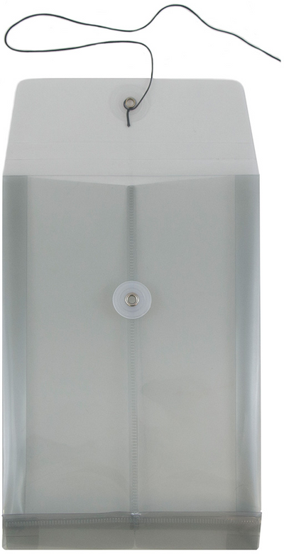 Smoke Gray 6 1/4 x 9 1/4 Open End Plastic Envelopes with Button & String