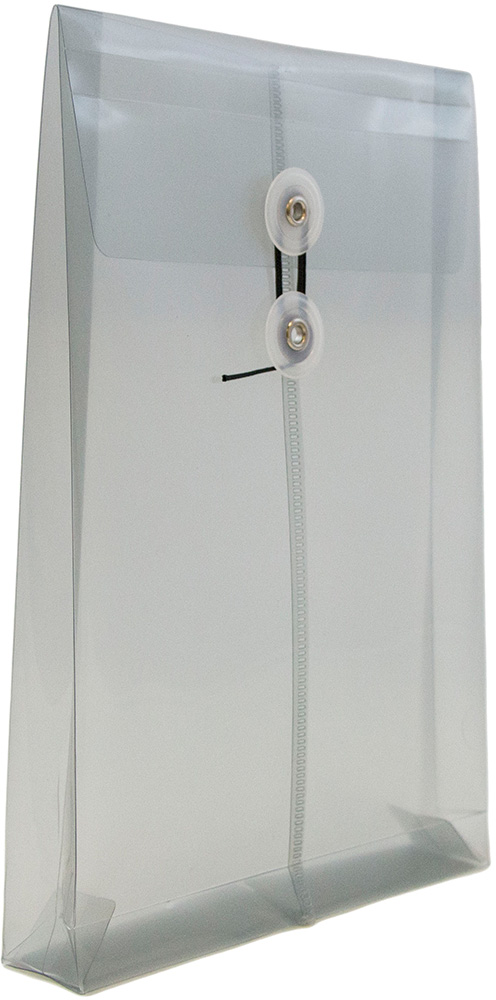 Smoke Gray 6 1/4 x 9 1/4 Open End Plastic Envelopes with Button & String