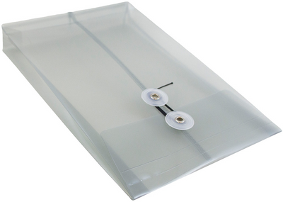 Smoke Gray 6 1/4 x 9 1/4 Open End Plastic Envelopes with Button & String