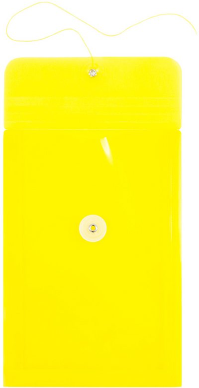 Yellow 6 1/4 x 9 1/4 Open End Plastic Envelopes with Button & String