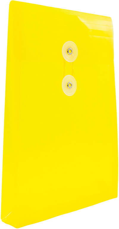 Yellow 6 1/4 x 9 1/4 Open End Plastic Envelopes with Button & String