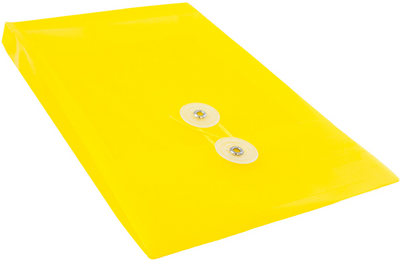 Yellow 6 1/4 x 9 1/4 Open End Plastic Envelopes with Button & String