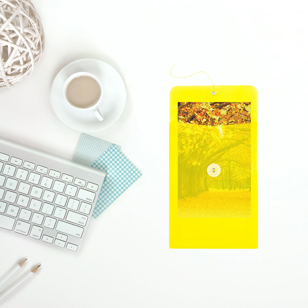 Yellow 6 1/4 x 9 1/4 Open End Plastic Envelopes with Button & String