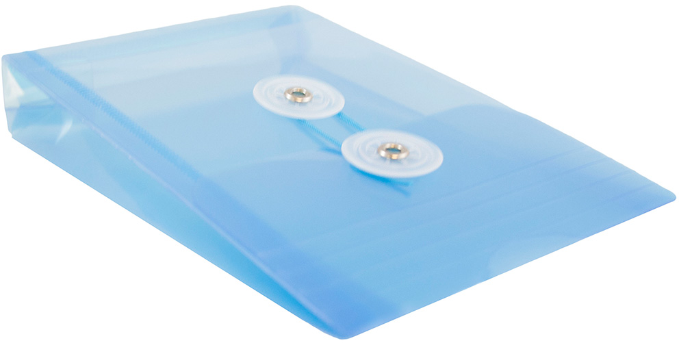 Blue 4 1/4 x 6 1/4 Open End Plastic Envelopes with Button & String