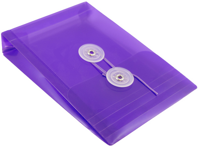 4 1/4 x 6 1/4 Open End Plastic Envelope w/Button & String - Purple
