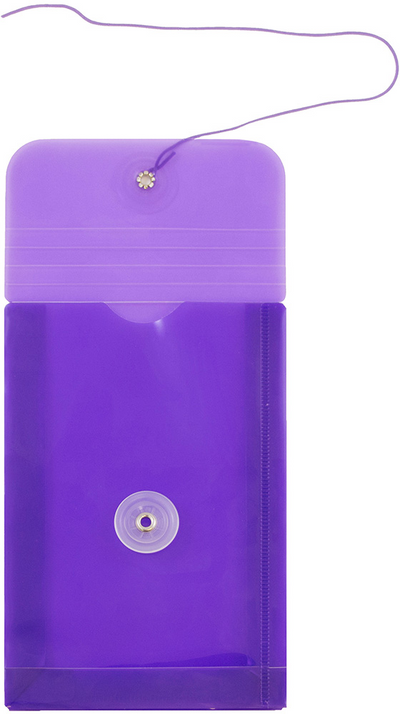 4 1/4 x 6 1/4 Open End Plastic Envelope w/Button & String - Purple