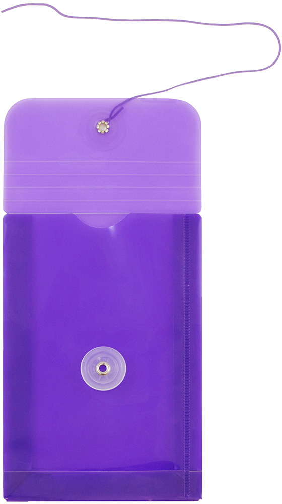 4 1/4 x 6 1/4 Open End Plastic Envelope w/Button & String - Purple