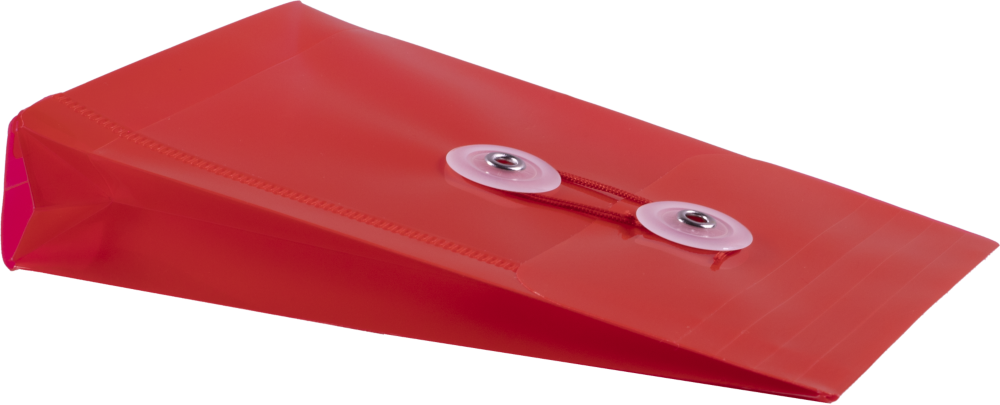 Red 4 1/4 x 6 1/4 Open End Plastic Envelopes with Button & String