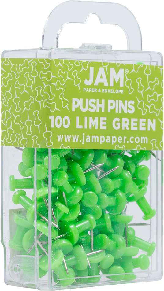 Lime Green Pushpins - 100 Pack