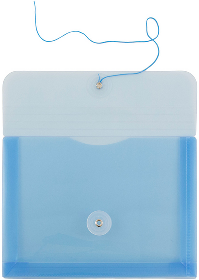 Blue 5 1/2 x 7 1/2 Index Booklet Plastic Envelopes with Button & String