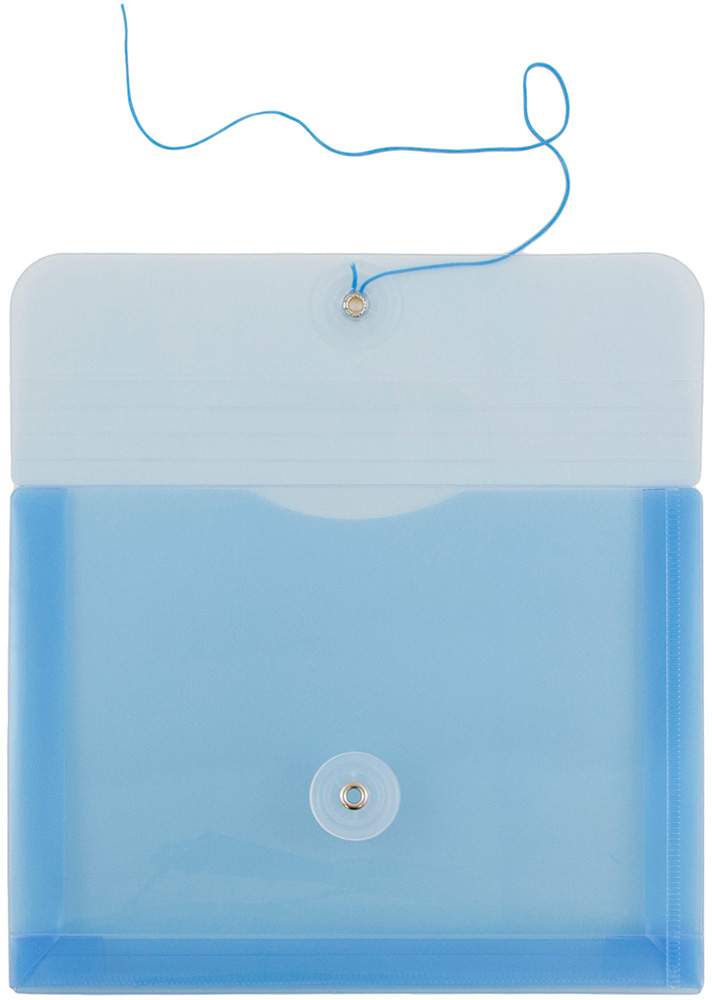 Blue 5 1/2 x 7 1/2 Index Booklet Plastic Envelopes with Button & String