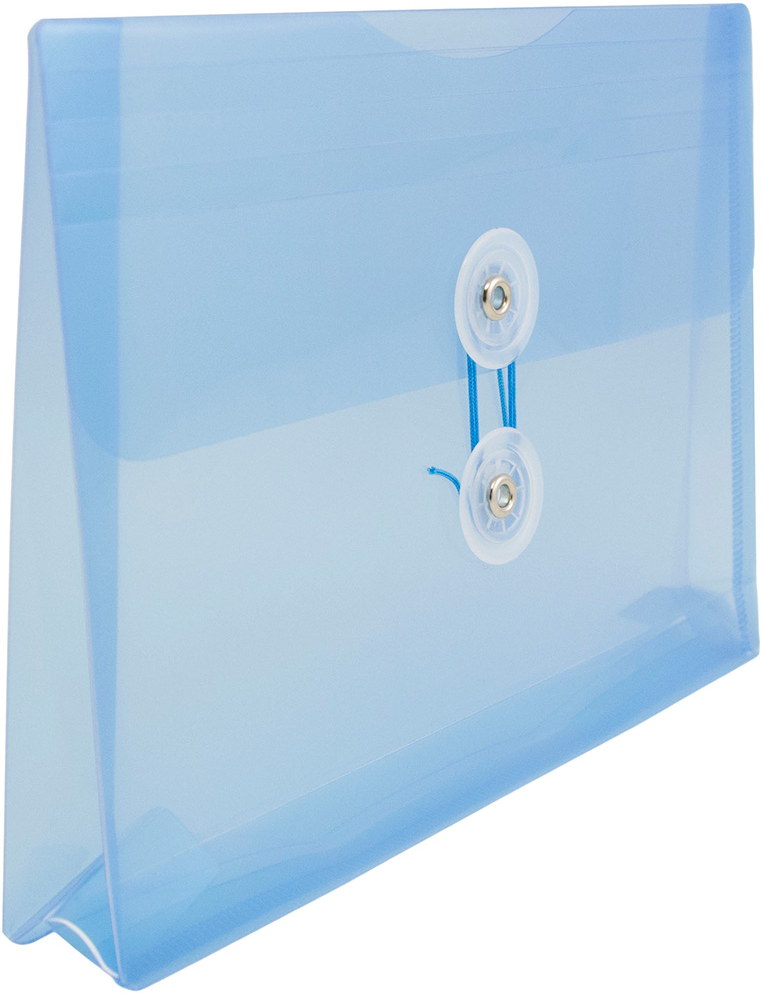 Blue 5 1/2 x 7 1/2 Index Booklet Plastic Envelopes with Button & String