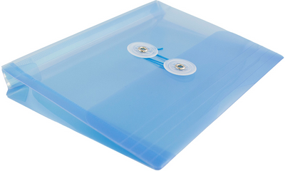 Blue 5 1/2 x 7 1/2 Index Booklet Plastic Envelopes with Button & String