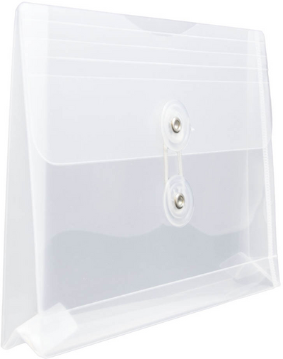 Clear 5 1/2 x 7 1/2 Index Booklet Plastic Envelopes with Button & String