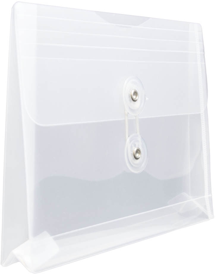 Clear 5 1/2 x 7 1/2 Index Booklet Plastic Envelopes with Button & String