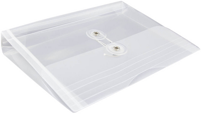 Clear 5 1/2 x 7 1/2 Index Booklet Plastic Envelopes with Button & String