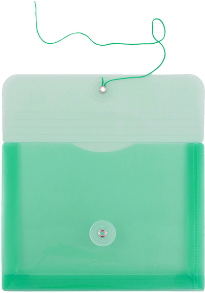 Green 5 1/2 x 7 1/2 Index Booklet Plastic Envelopes with Button & String
