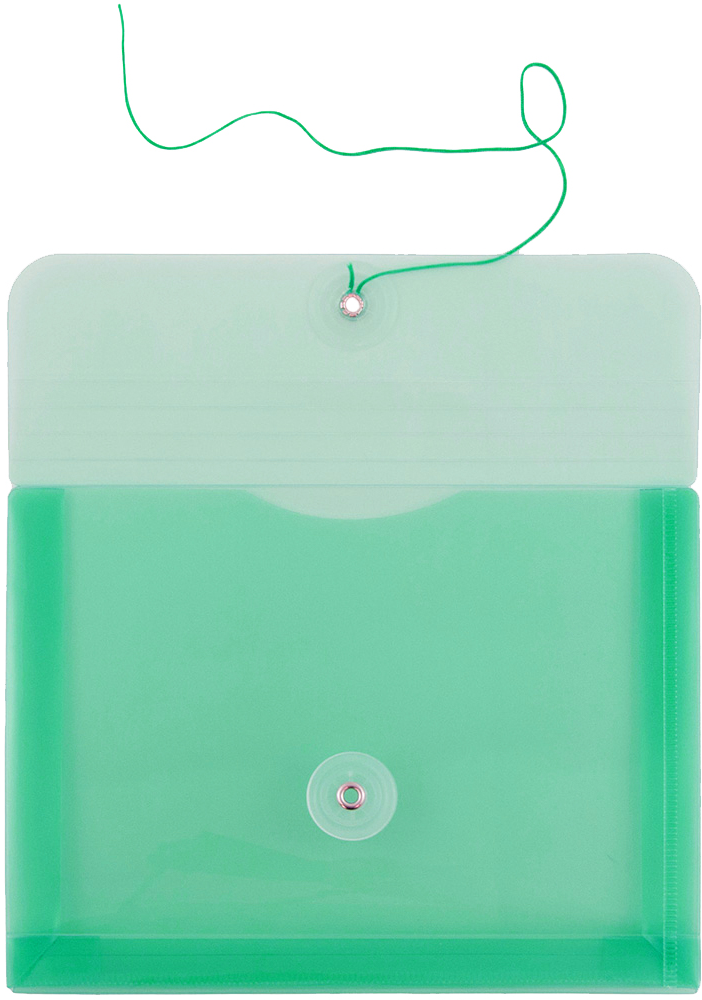 Green 5 1/2 x 7 1/2 Index Booklet Plastic Envelopes with Button & String