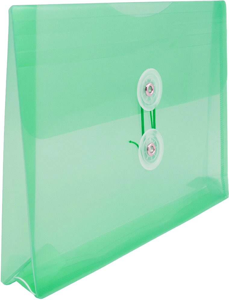 Green 5 1/2 x 7 1/2 Index Booklet Plastic Envelopes with Button & String
