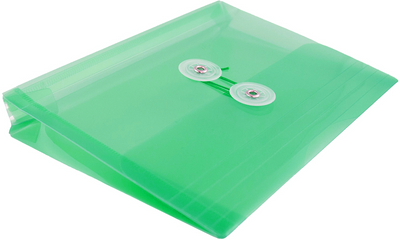 Green 5 1/2 x 7 1/2 Index Booklet Plastic Envelopes with Button & String