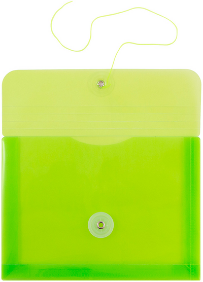 Lime Green 5 1/2 x 7 1/2 Index Booklet Plastic Envelopes with Button & String