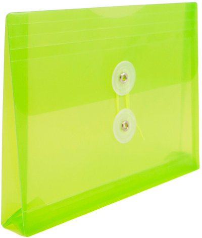 Lime Green 5 1/2 x 7 1/2 Index Booklet Plastic Envelopes with Button & String