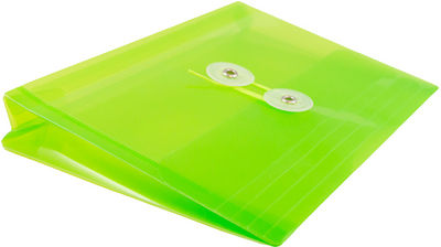 Lime Green 5 1/2 x 7 1/2 Index Booklet Plastic Envelopes with Button & String
