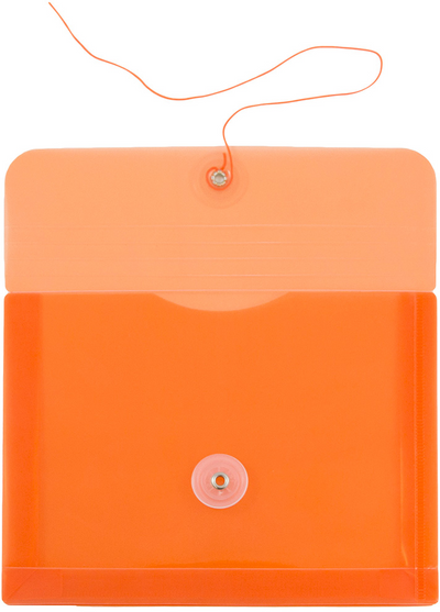 Orange 5 1/2 x 7 1/2 Index Booklet Plastic Envelopes with Button & String