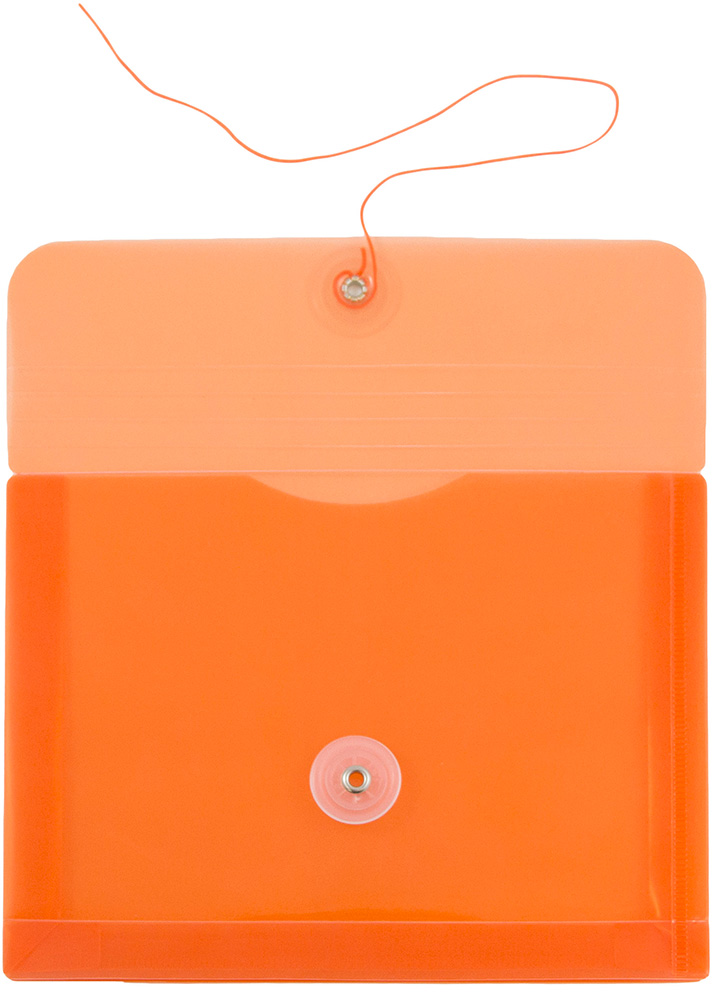 Orange 5 1/2 x 7 1/2 Index Booklet Plastic Envelopes with Button & String